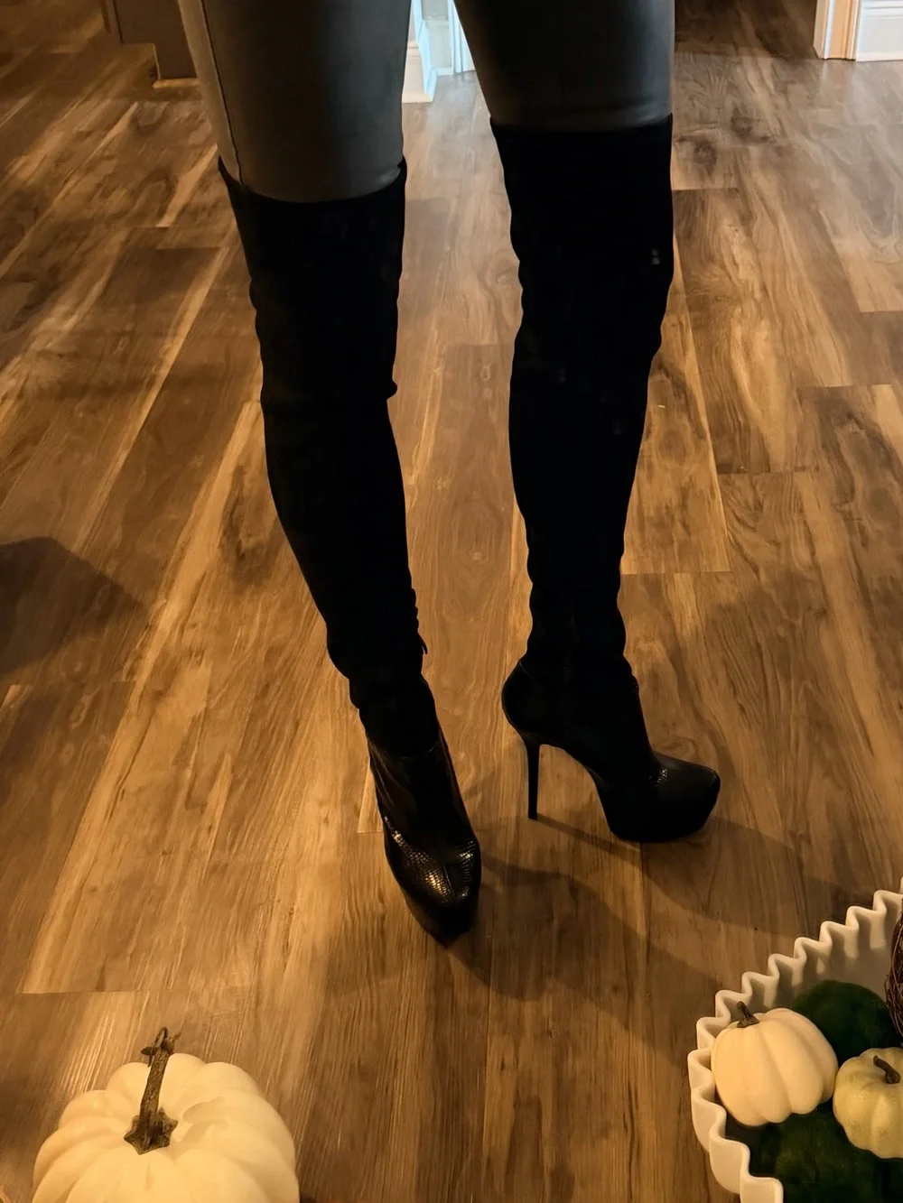 Alice + Olivia Black Over‑The‑Knee Platform Stiletto Boots
